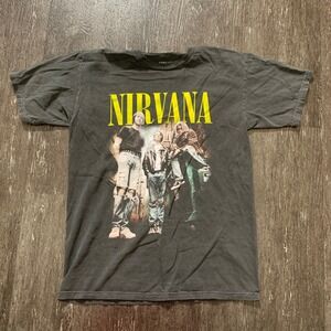 Nirvana Band Graphic T Shirt Men's Charcoal Grey Short Sleeve Size Small